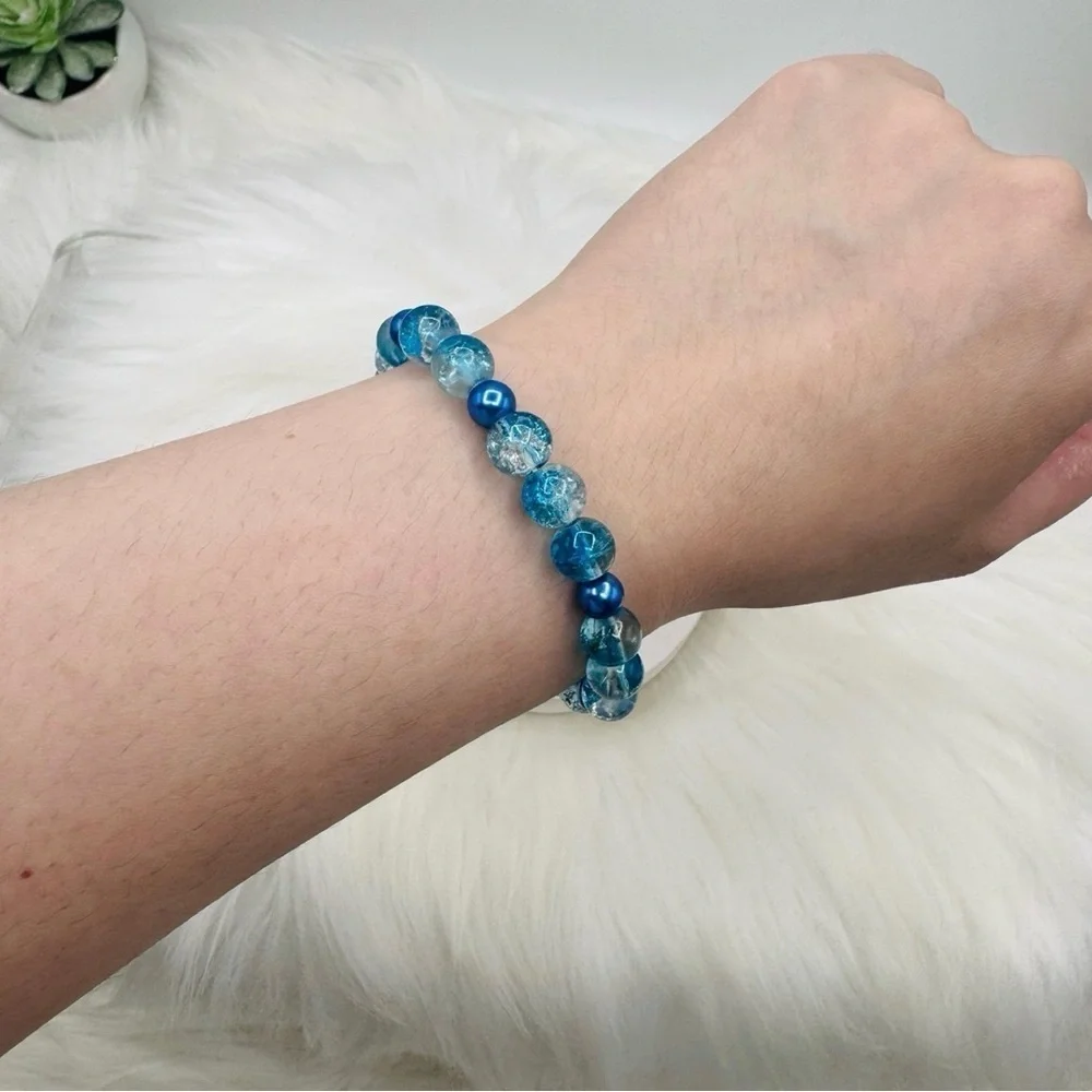 Gradient Glass Beaded Bracelet Style A Blue